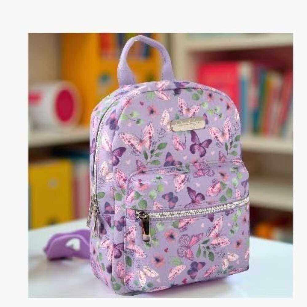 Waterproof Vegan Leather Mini Backpack Purse for Women Travel Work Lilac - Picture 9 of 9